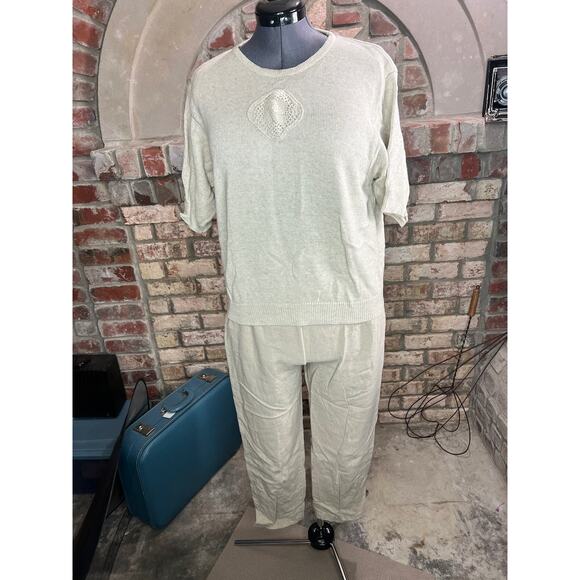 sweater pants set linen blend monochromatic tan - Picture 6 of 16